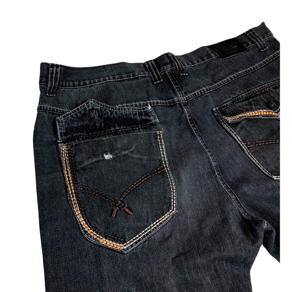 NBN Gear Mens‎ 46x32 Dark Blue Relaxed Wide Leg Raw Hem Denim Jeans Big and Tall - Picture 12 of 12